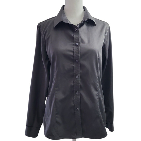 Siliteelon Button Up Longsleeve Women's Top S‎ Gray - Picture 1 of 5